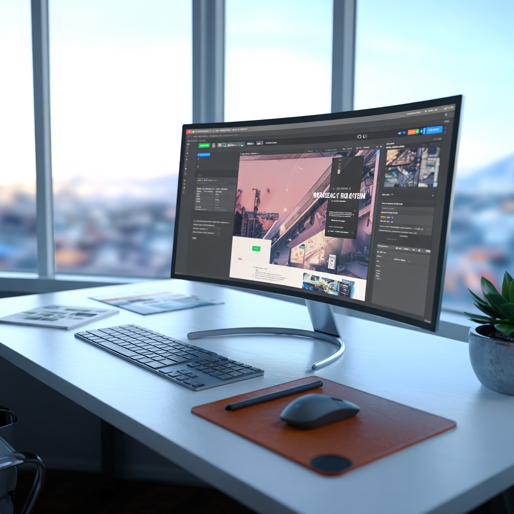 Modern web design workspace with professional design tools